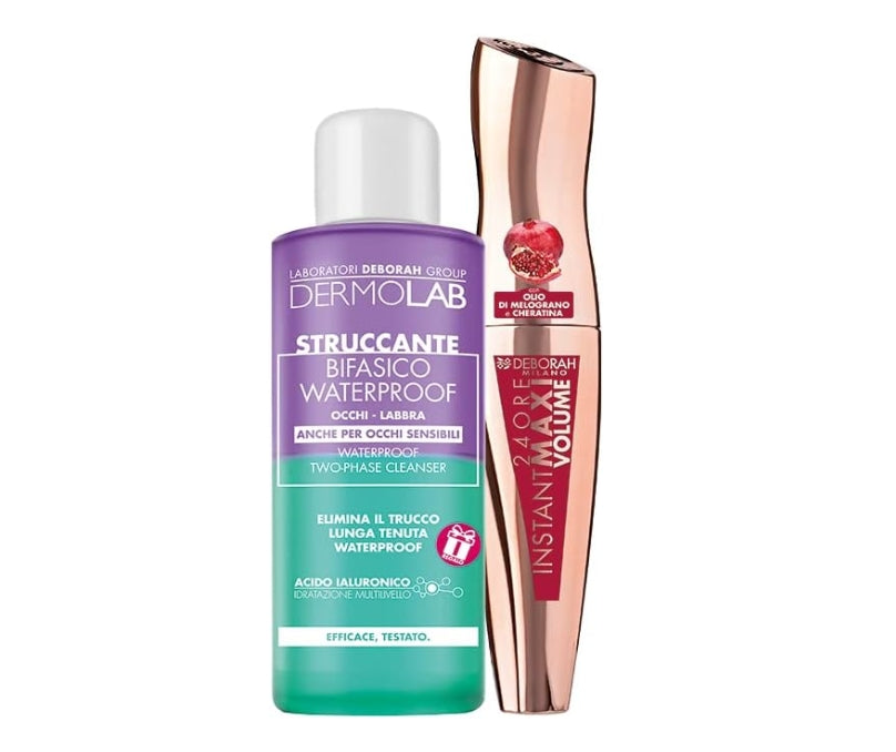 Set Deborah Milano - Include Mascara 24 Ore Instant Maxi Volume con Olio di Melograno e Dermolab Struccante 50ml