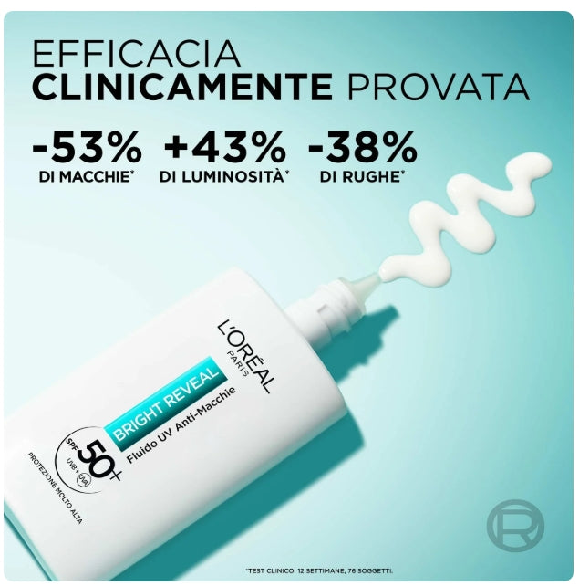 L'Oreal Bright Reveal Fluido UV Anti-Macchie SPF 50+ 50ml