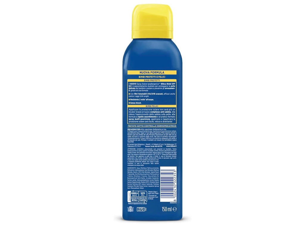 Bilboa Bimbi BOV Spray Solare SPF50+ 150ml – Solare Bambini Protezione Molto Alta Delicato
