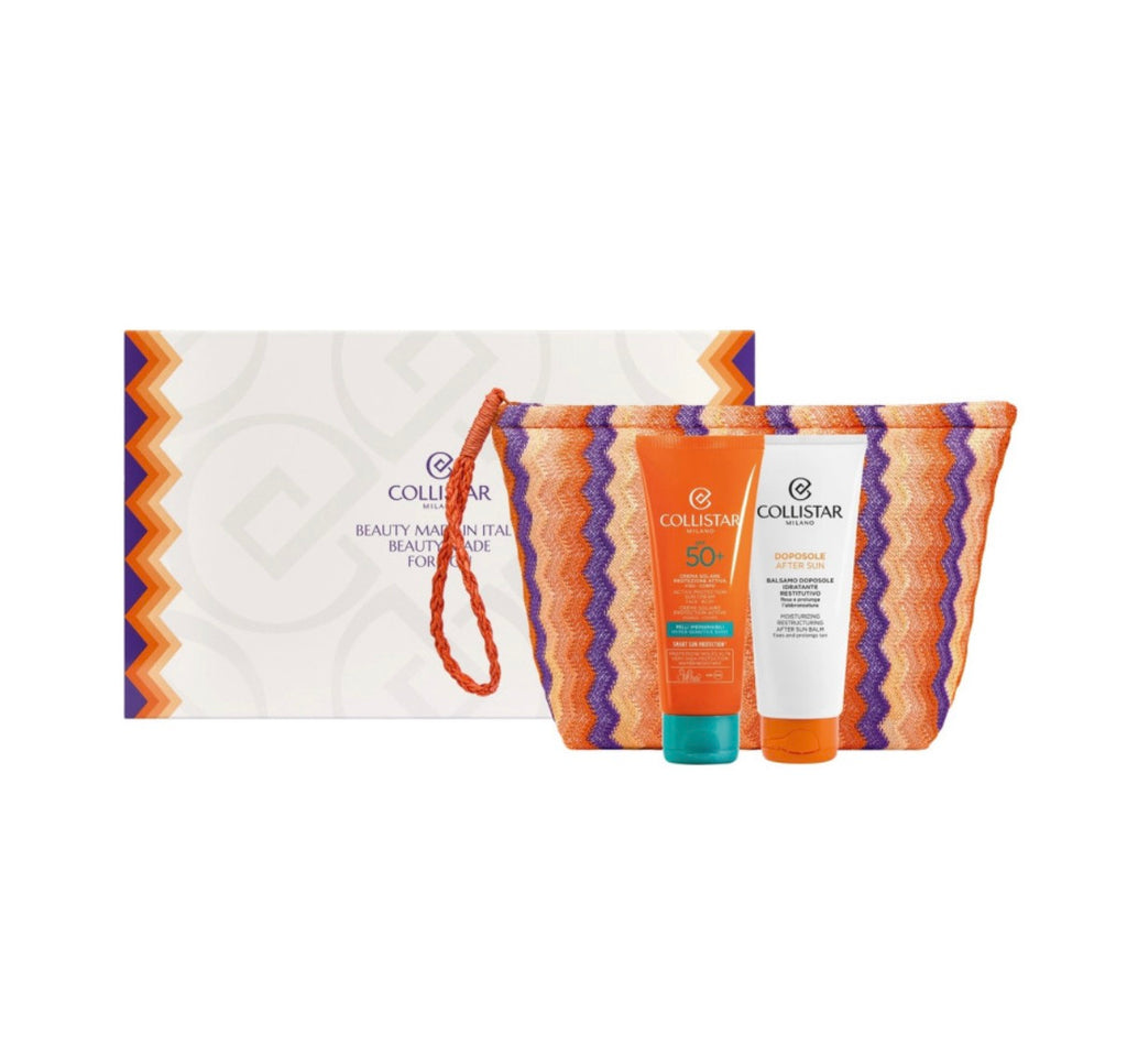 COLLISTAR cofanetto crema solare spf50 100ml con balsamo doposole idratante restitutivo 100ml e pochette