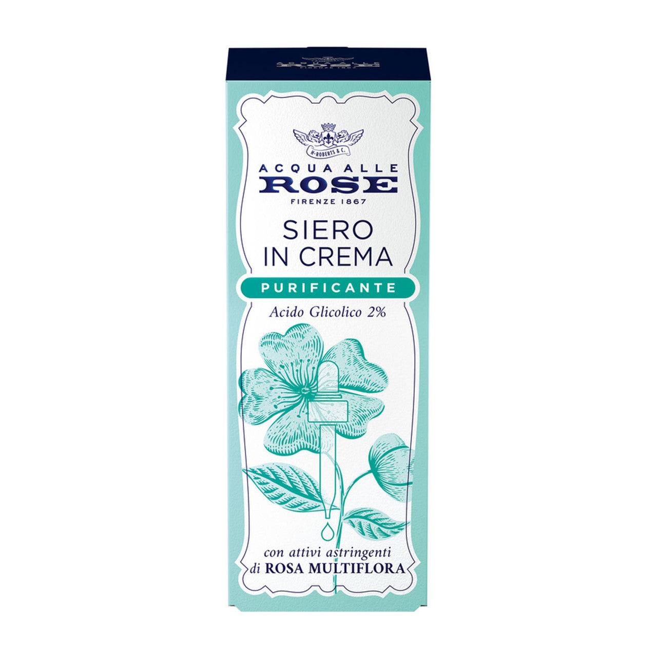 Acqua alle rose Acido glicolico 2% Siero in crema fluida 30 ml