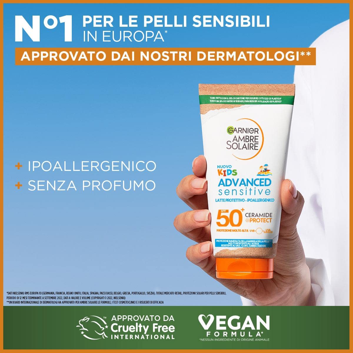 Garnier AMBRE SOLAIRE ADVANCED SENSITIVE KIDS LATTE PROTETTIVO ULTRA-LEGGERO SPF50+ ml 175