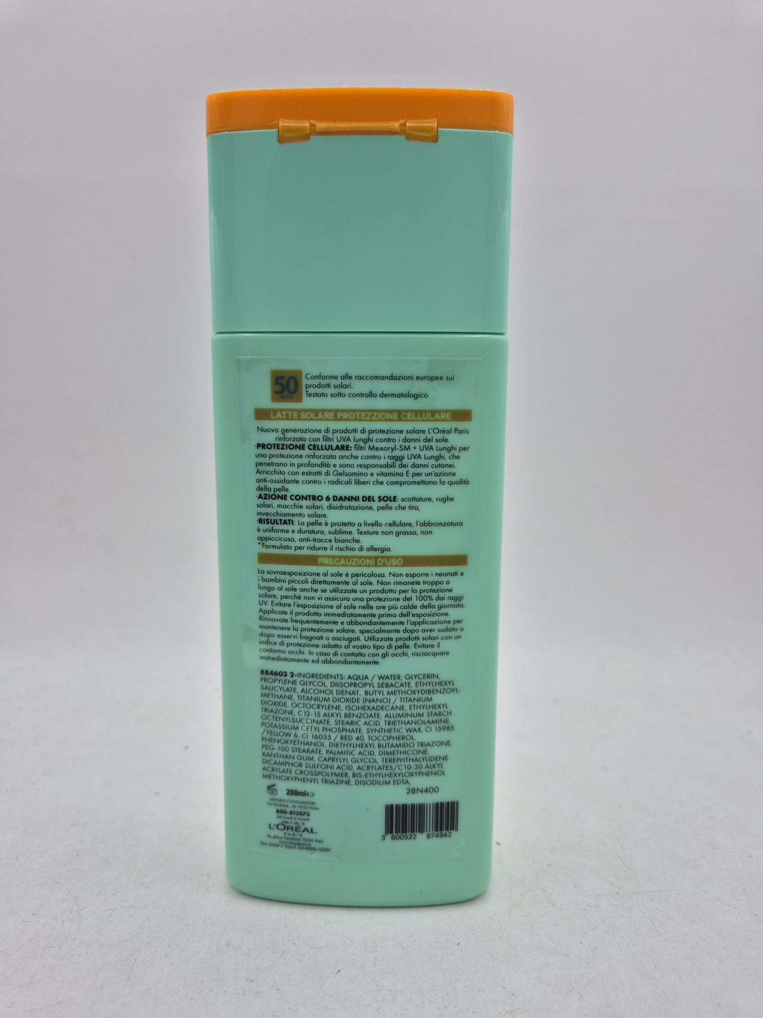 L'Oreal Paris Sublime Sun Latte Solare Protezione Alta SPF 50+Effetto Invisibile 200 Ml